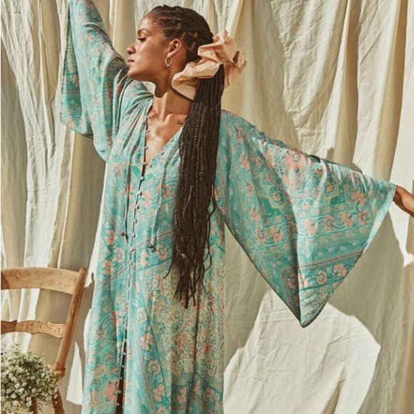 FARRAH HALF MOON GOWN Aqua - Picture 2 of 10